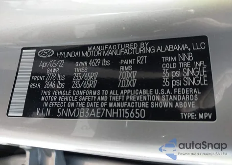 2022 Hyundai Tucson Sel from USA, damaged, VIN 5NMJB3AE7NH115650